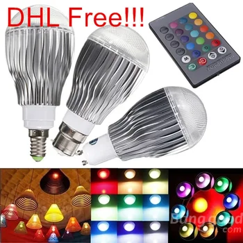DHL Free!!! GU10/E14/B22 9W RGB LED Bulb 16 Color Changeable RGB LED Lamp with IR remote control+24keys AC85-265V 
DHL Free!!! GU10/E14/B22 9W RGB LED Bulb 16 Color Changeable RGB LED Lamp with IR remote control+24keys AC85-265V