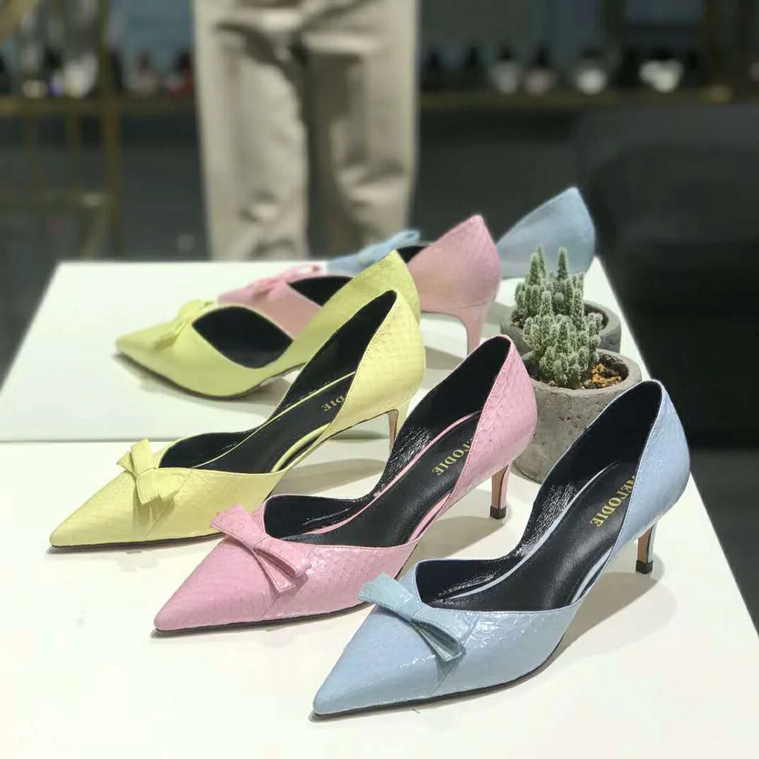 MELODIE 2019 Snakeskin Butterfly-knot High Heels Shoes Woman Thin Heels Pointed Toe Shallow Womens Shoes Office & Career MCJ068
MELODIE 2019 Snakeskin Butterfly-knot High Heels Shoes Woman Thin Heels Pointed Toe Shallow Womens Shoes Office & Career MCJ068