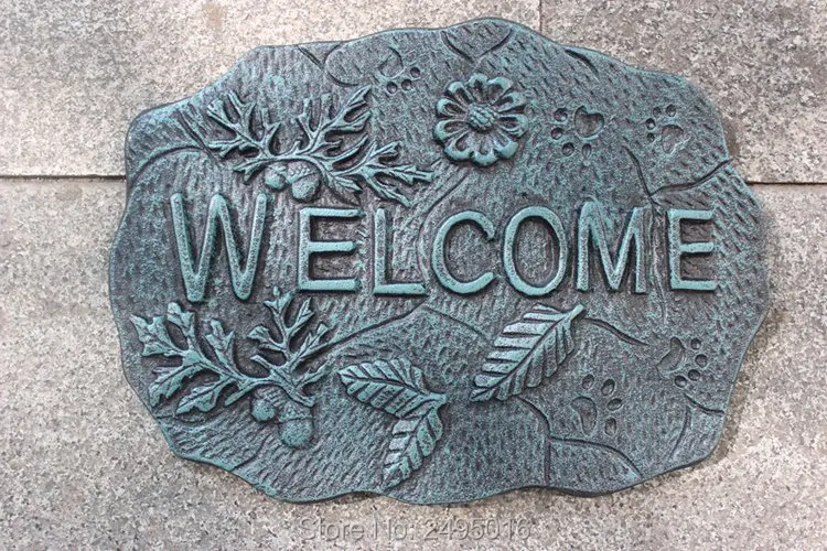 Image Country Outdoor Welcome Metal Door Sign Vintage Cast Iron Welcome Wall Plaque Decoration Ornament Free Shipping