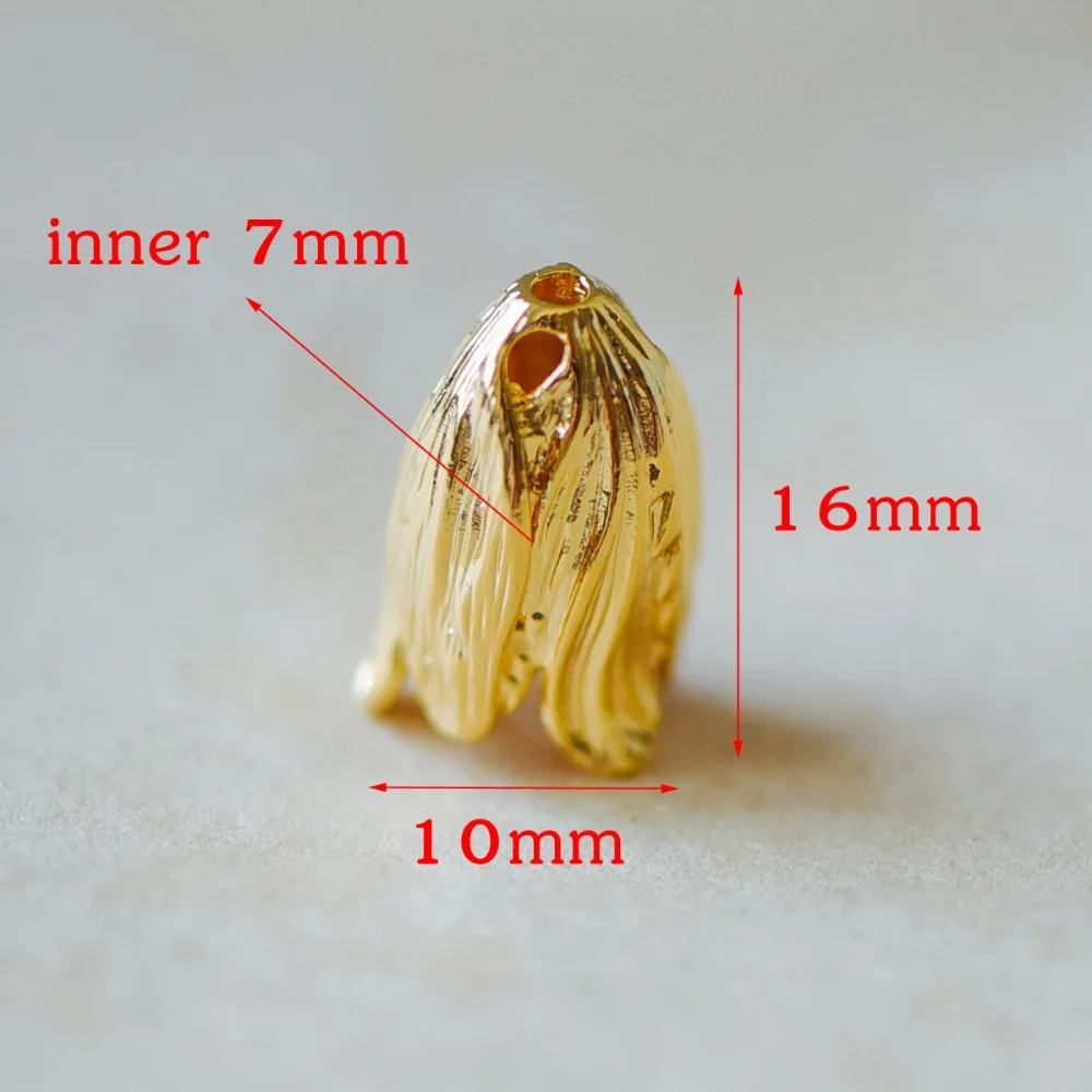 10 шт большой цветок бисера Кепки s 16/ 22 мм покрытие из настоящего золота латунь