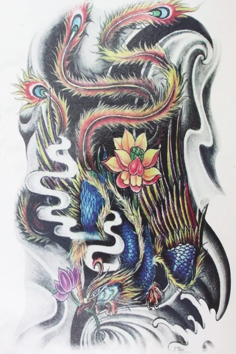 Тату наклейки с цветами в небе размер 22x12 см|tattoo sticker|tatoo temporarybody art tatoo |