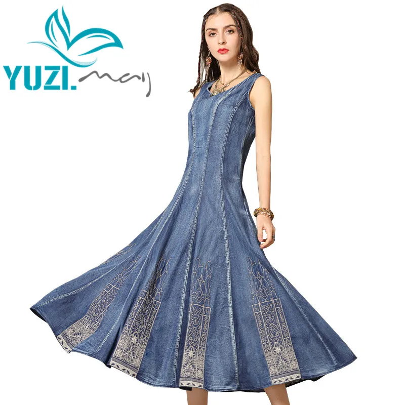 Summer Dress 2019 Yuzi.may Boho New Denim Women Dresses O-Neck Sleeveless Sundress Embroidery Swing Hem Vestido DZ301 Vestidos
Summer Dress 2019 Yuzi.may Boho New Denim Women Dresses O-Neck Sleeveless Sundress Embroidery Swing Hem Vestido DZ301 Vestidos