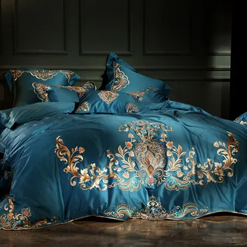 Blue Red Purple 100S Egyptian Cotton Gold Embroidery Luxury European Palace Bedding Set Duvet Cover Bed Sheet/Linen Pillowcases
Blue Red Purple 100S Egyptian Cotton Gold Embroidery Luxury European Palace Bedding Set Duvet Cover Bed Sheet/Linen Pillowcases