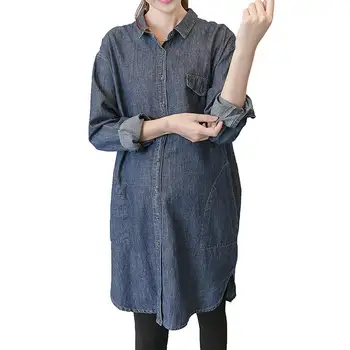 2019 Spring Autumn Pregnant Women Clothing Loose Denim Long Shirt Dress Maternity Pregnancy Long Sleeve Nursing Jean Dress Q517
2019 Spring Autumn Pregnant Women Clothing Loose Denim Long Shirt Dress Maternity Pregnancy Long Sleeve Nursing Jean Dress Q517