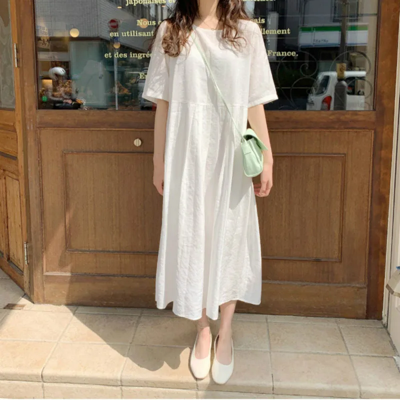 Women Summer White Long Pure Cotton Dress High Waist Vestidos Casual Loose Plus Size Robe Femme Straight Kleider Damen
Women Summer White Long Pure Cotton Dress High Waist Vestidos Casual Loose Plus Size Robe Femme Straight Kleider Damen