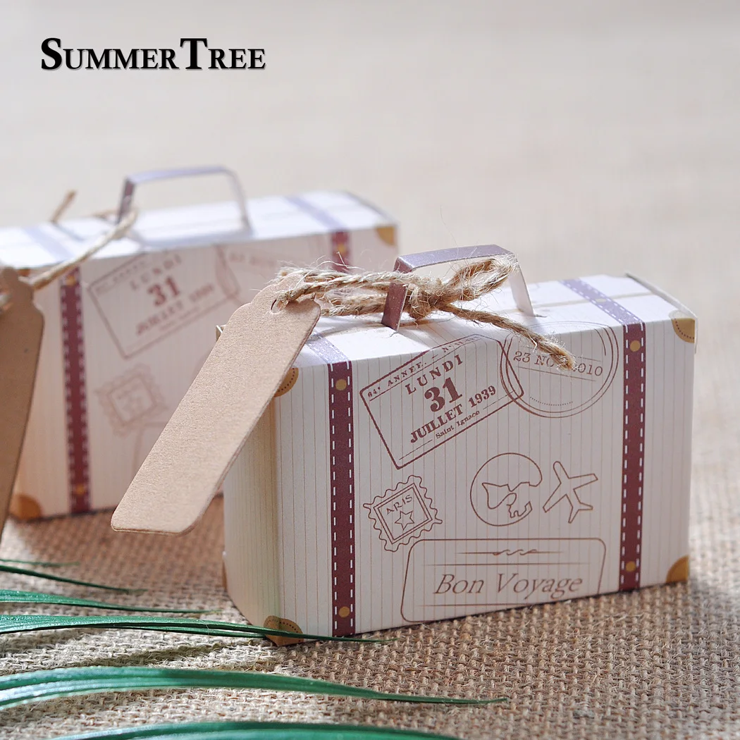 100pcs Suitcase Kraft Candy Box Bonbonniere Wedding Gift bags Travel Themed Party Anniversary Birthday Baby Shower
100pcs Suitcase Kraft Candy Box Bonbonniere Wedding Gift bags Travel Themed Party Anniversary Birthday Baby Shower