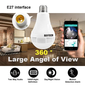 DAYTECH 1080P Wireless Panoramic IP Camera 2MP Home Surveillance Network Camera Security 3MP Lamp Night Vision Audio (BULB)
DAYTECH 1080P Wireless Panoramic IP Camera 2MP Home Surveillance Network Camera Security 3MP Lamp Night Vision Audio (BULB)