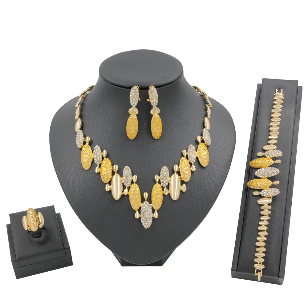 Liffly New Creative Design 18 Gold Jewelry Sets Crystal Necklace Bracelet Earrings Dubai Bridal Wedding Fine Jewelry Accessories
Liffly New Creative Design 18 Gold Jewelry Sets Crystal Necklace Bracelet Earrings Dubai Bridal Wedding Fine Jewelry Accessories