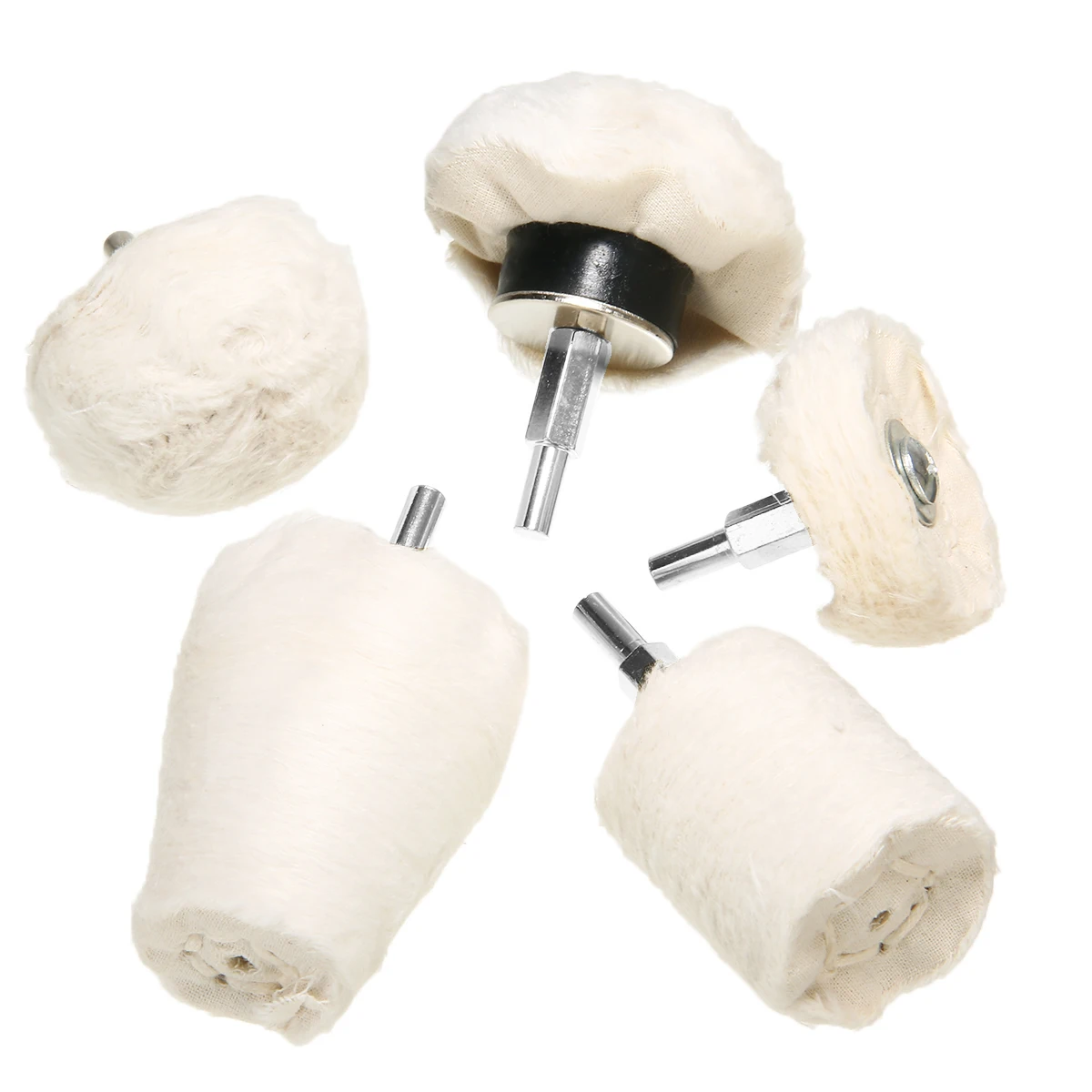 Tools Centre 3 Cotton Dome Polishing Mop Buffing Wheel Polish Pad Drill Adapter For Metal Jewelry Wood.