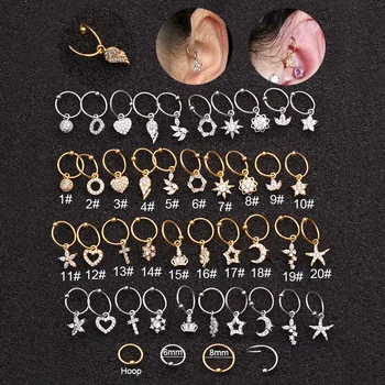 Sellsets Ear Piercing Jewelry 1PC 20GX6/8mm Stainless Steel Hoop With Cz Pendant Cartilage Helix Rook Earring
Sellsets Ear Piercing Jewelry 1PC 20GX6/8mm Stainless Steel Hoop With Cz Pendant Cartilage Helix Rook Earring