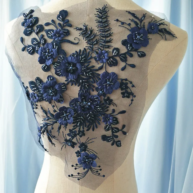 2 pieces Delicate 3D pearl heavily beaded flower lace applique in peach navy black gray off white blue wine red champagne
2 pieces Delicate 3D pearl heavily beaded flower lace applique in peach navy black gray off white blue wine red champagne