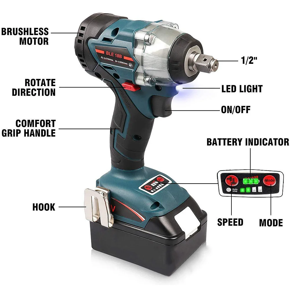 New Cordless Electric Wrench Brushless Impact Socket Wrench Lithium Battery Hand Drill Power Tools Industrial Grade Drill
New Cordless Electric Wrench Brushless Impact Socket Wrench Lithium Battery Hand Drill Power Tools Industrial Grade Drill
