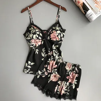 New Fashion Women Sexy Satin Lace Sleepwear Suits 2 Pcs Female Lace Pajama Sets Ladies Nightdress Printed Suits
New Fashion Women Sexy Satin Lace Sleepwear Suits 2 Pcs Female Lace Pajama Sets Ladies Nightdress Printed Suits