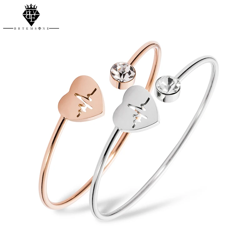 2 Color Trendy Adjustable Open Stainless Steel Bracelet Cuff Bangles For Women Jewelry heartbeat Rose Gold Bangle Gift For Girls
2 Color Trendy Adjustable Open Stainless Steel Bracelet Cuff Bangles For Women Jewelry heartbeat Rose Gold Bangle Gift For Girls