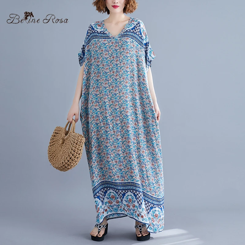 BelineRosa 2019 Bohemian Holiday Style Casual Maxi Dress Elegant Printing Soft Cotton Raglan Sleeve Big Sizes Dresses DBFS0037
BelineRosa 2019 Bohemian Holiday Style Casual Maxi Dress Elegant Printing Soft Cotton Raglan Sleeve Big Sizes Dresses DBFS0037