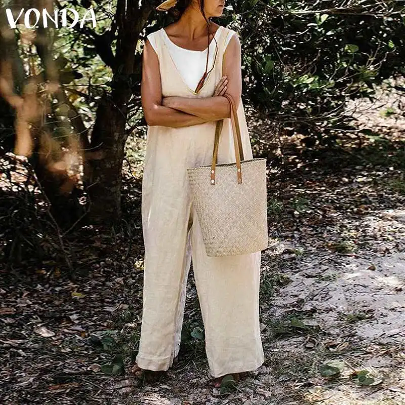 VONDA Sexy Sleeveless Rompers Women Jumpsuit 2019 Casual Loose Overalls Straight Female Holiday Backless Jumpsuits Plus Size
VONDA Sexy Sleeveless Rompers Women Jumpsuit 2019 Casual Loose Overalls Straight Female Holiday Backless Jumpsuits Plus Size