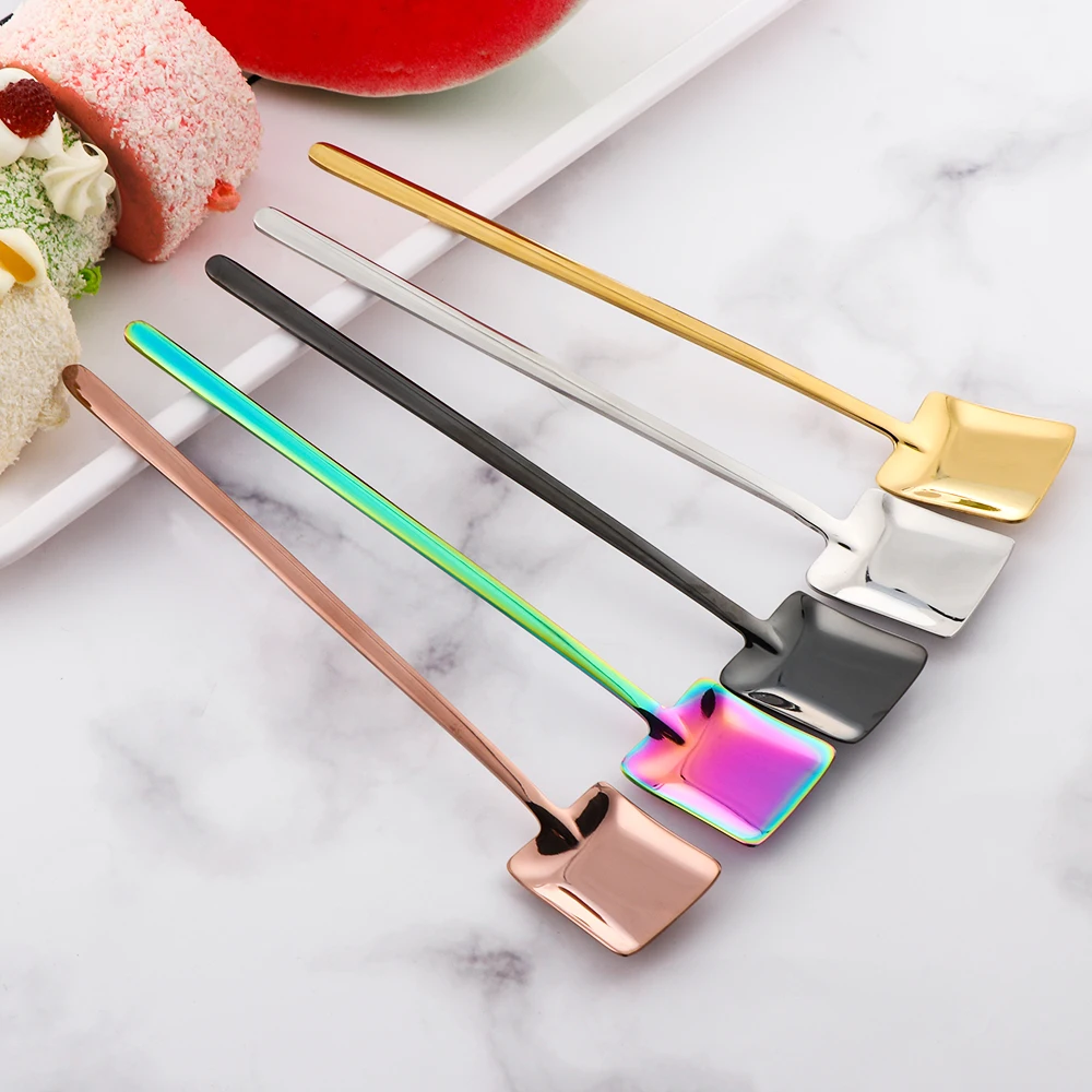 Kitchen Stainless Steel Square Shovel Coffee Spoon Long Handle Stirring Scoop Dessert Flatware Milk Tea Spoon Cafe
Kitchen Stainless Steel Square Shovel Coffee Spoon Long Handle Stirring Scoop Dessert Flatware Milk Tea Spoon Cafe