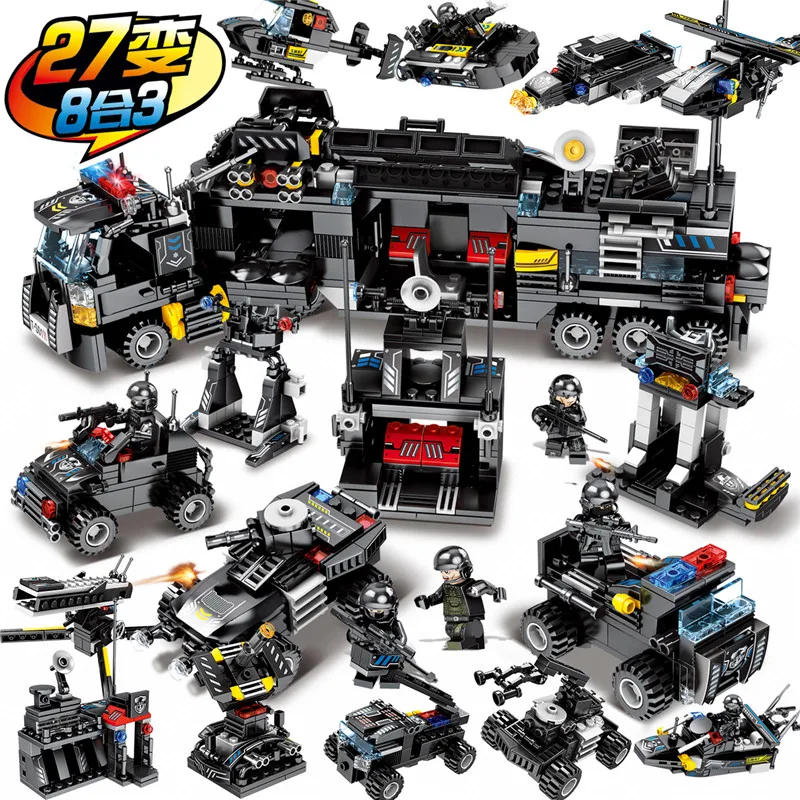 695Pcs City SWAT Police Truck Building Blocks Sets Ship Helicopter Vehicle Creator Bricks Compatible Blocks Toys for Children
695Pcs City SWAT Police Truck Building Blocks Sets Ship Helicopter Vehicle Creator Bricks Compatible Blocks Toys for Children