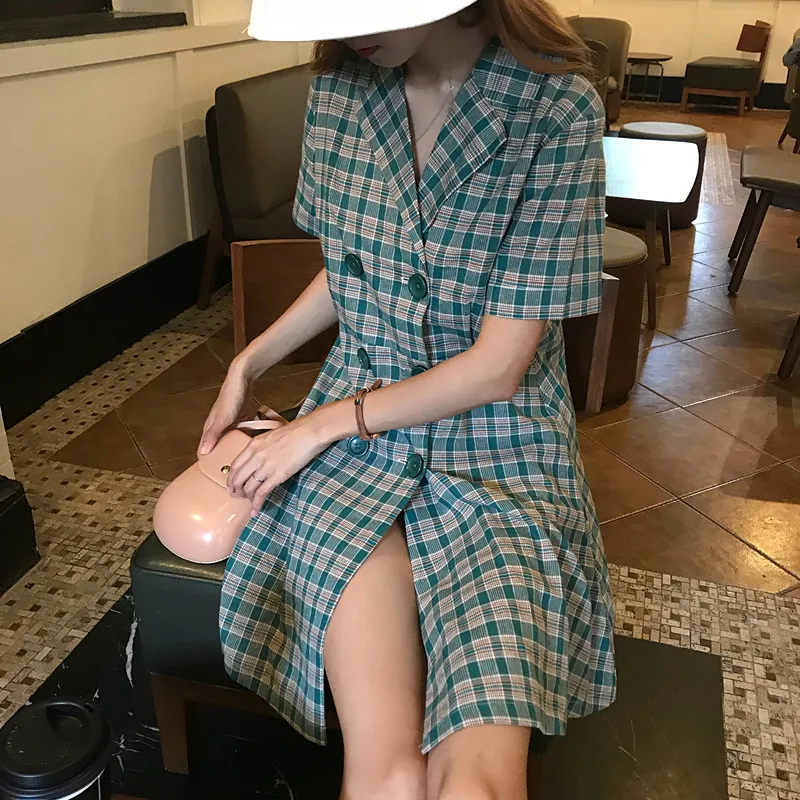 Vintage Double Breasted Suit Collar Plaid Dress Women's Kawaii Lovely Dresses Ins Female Sweet Harajuku Punk Clothes For Women
Vintage Double Breasted Suit Collar Plaid Dress Women's Kawaii Lovely Dresses Ins Female Sweet Harajuku Punk Clothes For Women