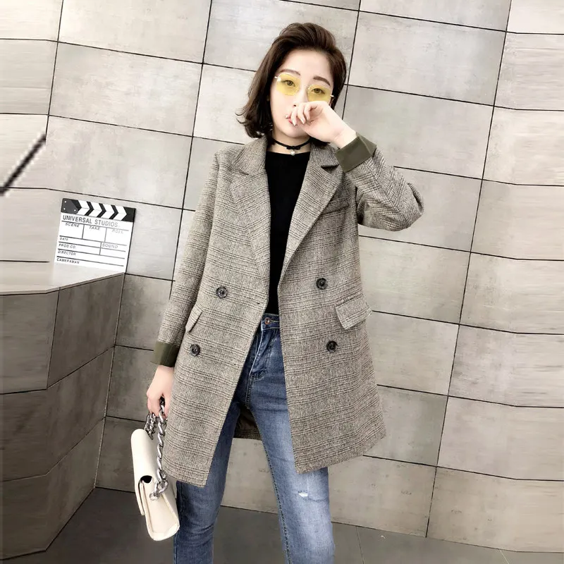 2019 Spring Autumn New Korean Blazers Suit Women Chic Retro Casual Long section lattice Suit Jacket Female Outerwear N671
2019 Spring Autumn New Korean Blazers Suit Women Chic Retro Casual Long section lattice Suit Jacket Female Outerwear N671