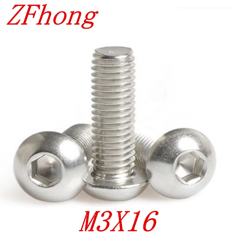 100PCS ISO7380 m3*16 M3 X 16 Hexagon Socket Button Head Screw Stainless Steel a2-70
100PCS ISO7380 m3*16 M3 X 16 Hexagon Socket Button Head Screw Stainless Steel a2-70