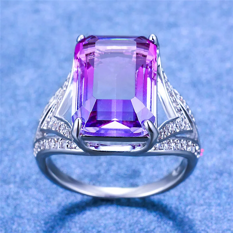 Fashion Female Silver Color Wedding Ring Luxury Big Square Colorful Zircon Stone Ring Classic Love Party Engagement Promise Ring
Fashion Female Silver Color Wedding Ring Luxury Big Square Colorful Zircon Stone Ring Classic Love Party Engagement Promise Ring