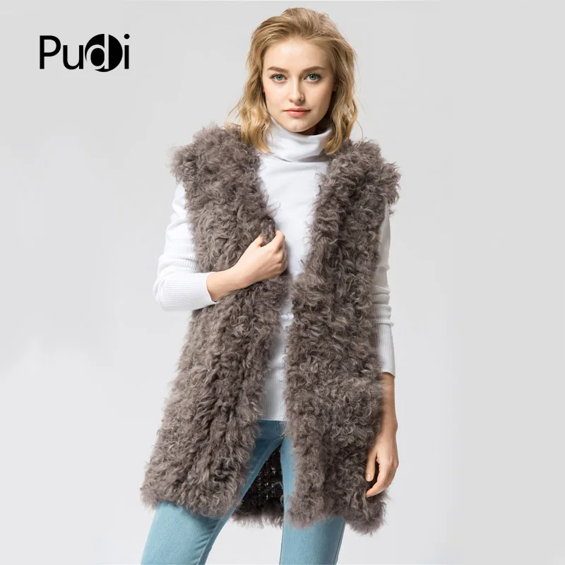 

VR048 knit knitted 100% Real Wool Lamb fur vest/ jacket /overcoat women's winter warm genuine Mongolia Sheep fur vests ourwear