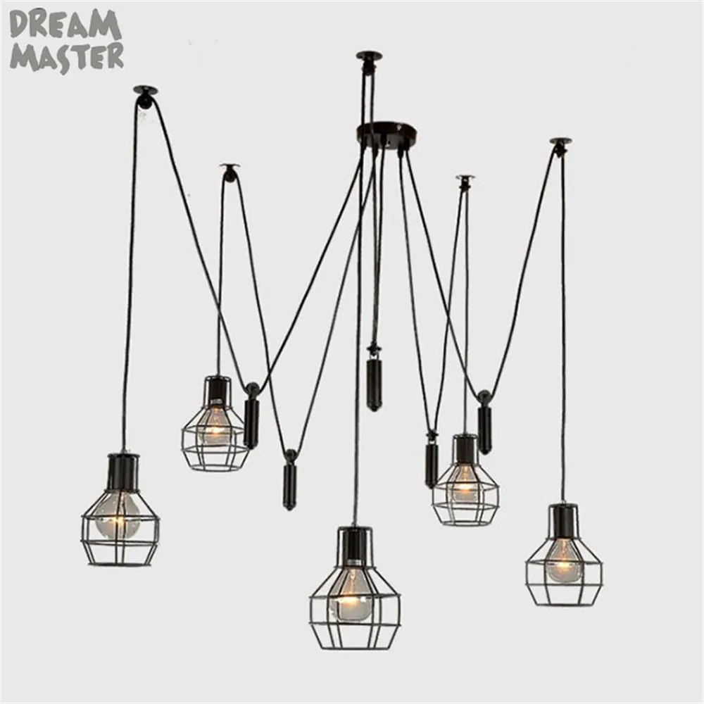 Fashion New Industrial Country Style Iron Frame Pendant Lights Art Spider Suspension Lamp 5 lights pulley function adjustment
Fashion New Industrial Country Style Iron Frame Pendant Lights Art Spider Suspension Lamp 5 lights pulley function adjustment