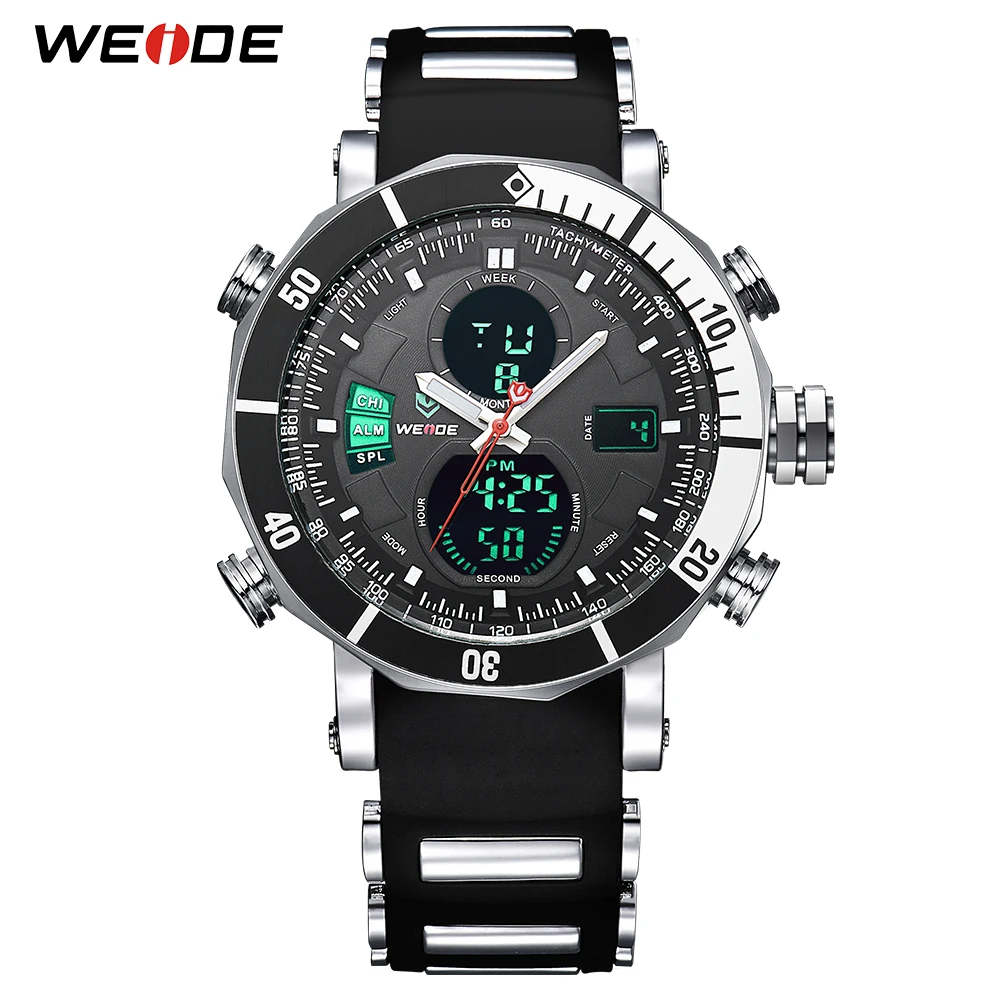 WEIDE Sports Wrist Watches For Men Black Big Size Analog Digital Dual Time Zone Display High Quality Silicone Band reloj relogio
WEIDE Sports Wrist Watches For Men Black Big Size Analog Digital Dual Time Zone Display High Quality Silicone Band reloj relogio