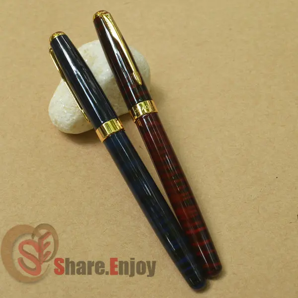 Роликовая шариковая ручка 2 шт. BAOER 388 синяя Зернистая и красная зернистая Золотая