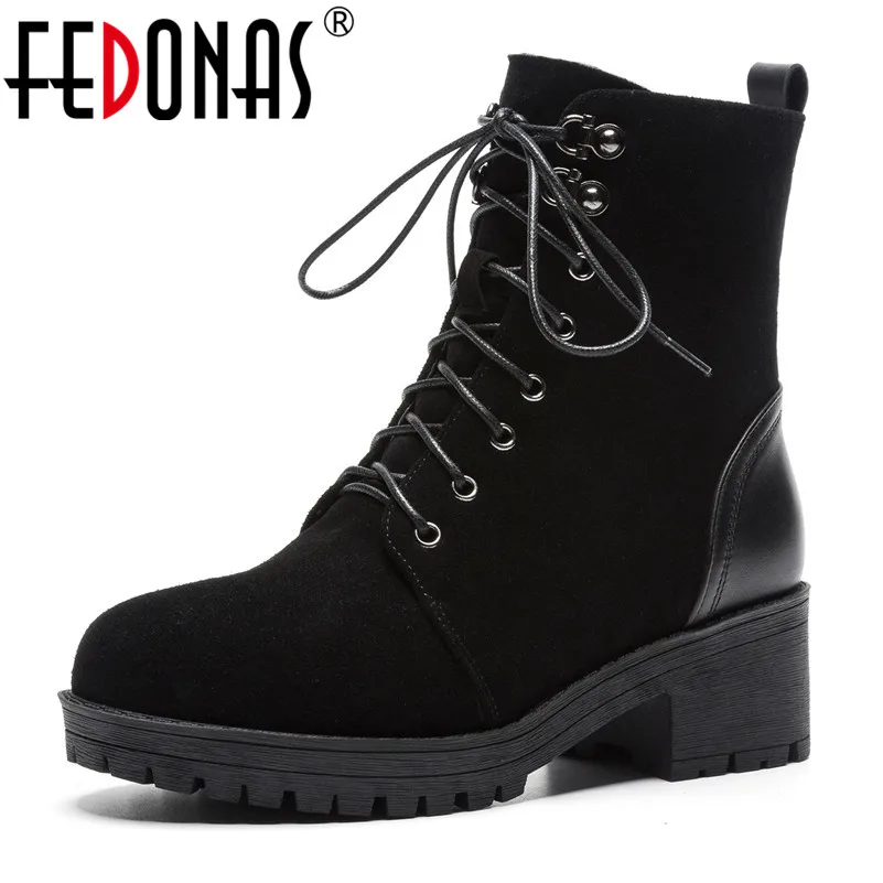 FEDONAS Fashion New Ankle Boots For Women Thick High Heels Lace Up Ladies Shoes Woman Round Toe Platforms 2019 Casual Shoes
FEDONAS Fashion New Ankle Boots For Women Thick High Heels Lace Up Ladies Shoes Woman Round Toe Platforms 2019 Casual Shoes
