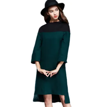 Women Autumn Winter Dress Casual Women Clothing Stitching Dark Green And Black Knitting Woolen Dresses Vintage A-line
Women Autumn Winter Dress Casual Women Clothing Stitching Dark Green And Black Knitting Woolen Dresses Vintage A-line