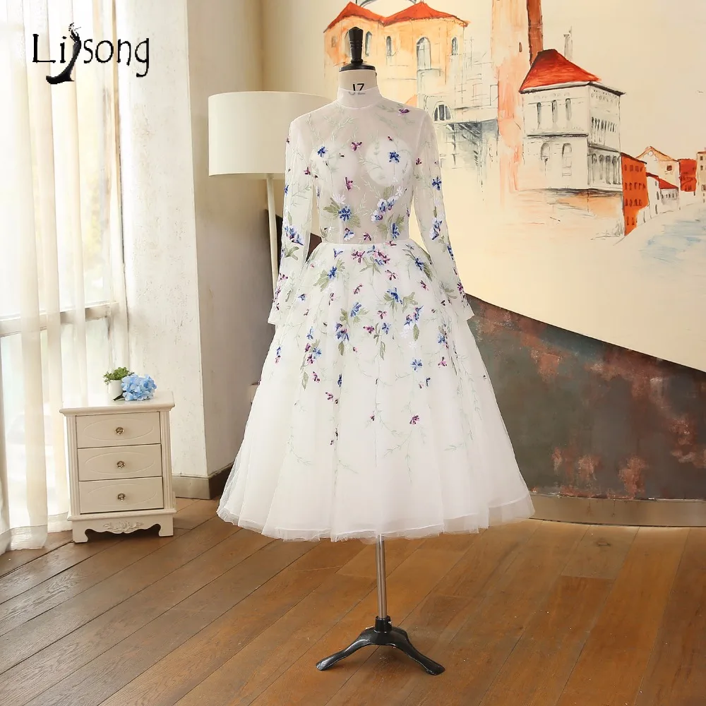 2018 Embroidery Tea Length Evening Dresses Long Sleeves High End Evening Gowns New High Collar Backless Abiye Vestido De Festa
2018 Embroidery Tea Length Evening Dresses Long Sleeves High End Evening Gowns New High Collar Backless Abiye Vestido De Festa