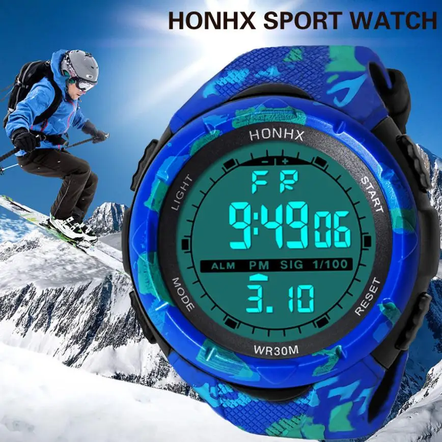 HONHX Fashion Camo Multifuctional Waterproof Men's Boy LCD Digital Stopwatch Date Rubber Sport Wrist Watch orologio uomo clock
HONHX Fashion Camo Multifuctional Waterproof Men's Boy LCD Digital Stopwatch Date Rubber Sport Wrist Watch orologio uomo clock