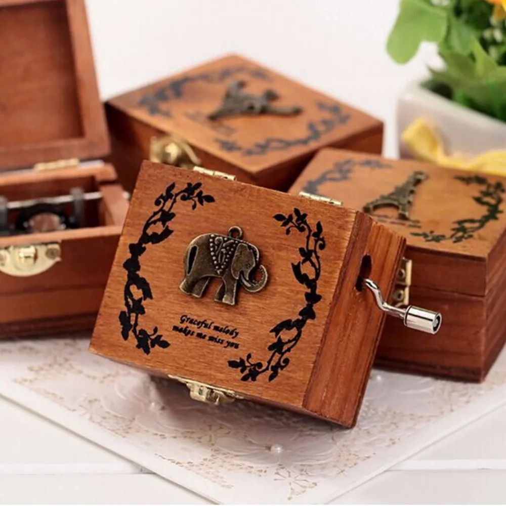 High Quality Vintage Wood Music Box Exquisite Crank Music Box Retro for Beautiful Decorative Patterns 4 Different Patterns 2018
High Quality Vintage Wood Music Box Exquisite Crank Music Box Retro for Beautiful Decorative Patterns 4 Different Patterns 2018