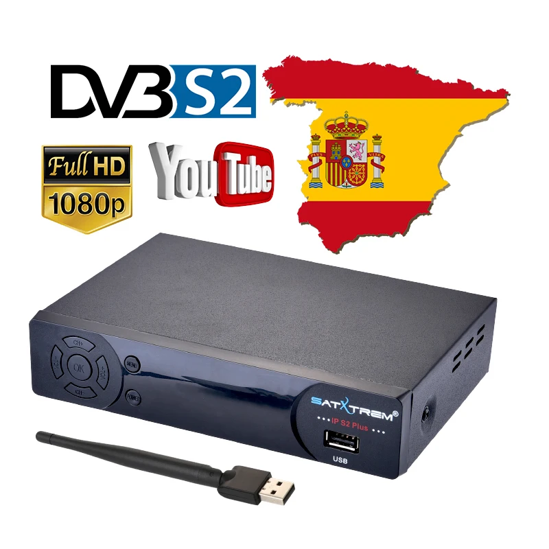 

Satxtrem IPS2 Plus DVB-S2 Full HD 1080p Satellite TV Receiver Free Subscription Cccams Cline For 1 year Spain Europe IPTV TV Box