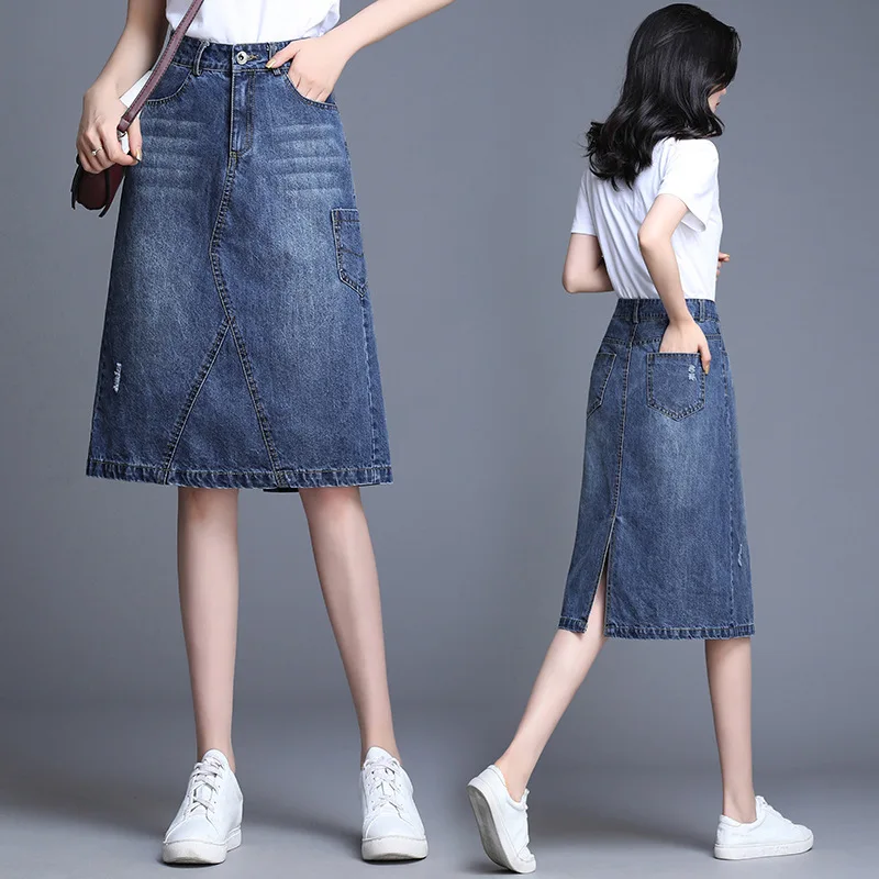 1228 rear slit Women denim skirt female 2019 spring summer new high waist A word long section girl long denim skirt female
1228 rear slit Women denim skirt female 2019 spring summer new high waist A word long section girl long denim skirt female
