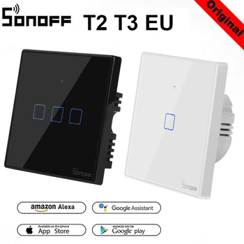 Sonoff T2 T3EU Wireless Smart Light Switch Panel WiFi RF433Mhz/ APP / Touch Control 1 2 3 Gang Wall Glass Alexa EWelink Control
Sonoff T2 T3EU Wireless Smart Light Switch Panel WiFi RF433Mhz/ APP / Touch Control 1 2 3 Gang Wall Glass Alexa EWelink Control