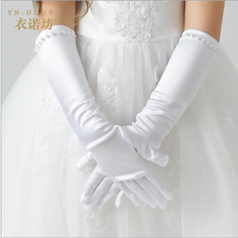 Fashion Kids White Stretch Satin Long Finger Gloves for Flower Girl Children Party dress beading Gloves
Fashion Kids White Stretch Satin Long Finger Gloves for Flower Girl Children Party dress beading Gloves