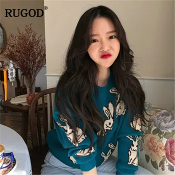 RUGOD 2019 Autumn Winter Casual Women O-neck Long Sleeve Sweater Ladies rabbit Print Pullovers pull femme hiver
RUGOD 2019 Autumn Winter Casual Women O-neck Long Sleeve Sweater Ladies rabbit Print Pullovers pull femme hiver
