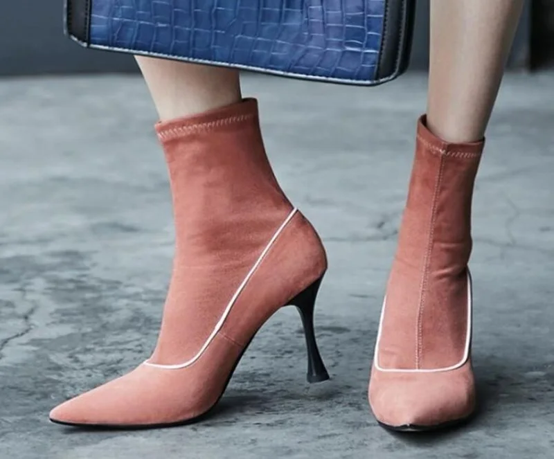 patchwork ankle sock boots pointed toe spike heel sexy women shoes pink black grey sheep suede flock elegant short boots newest
patchwork ankle sock boots pointed toe spike heel sexy women shoes pink black grey sheep suede flock elegant short boots newest