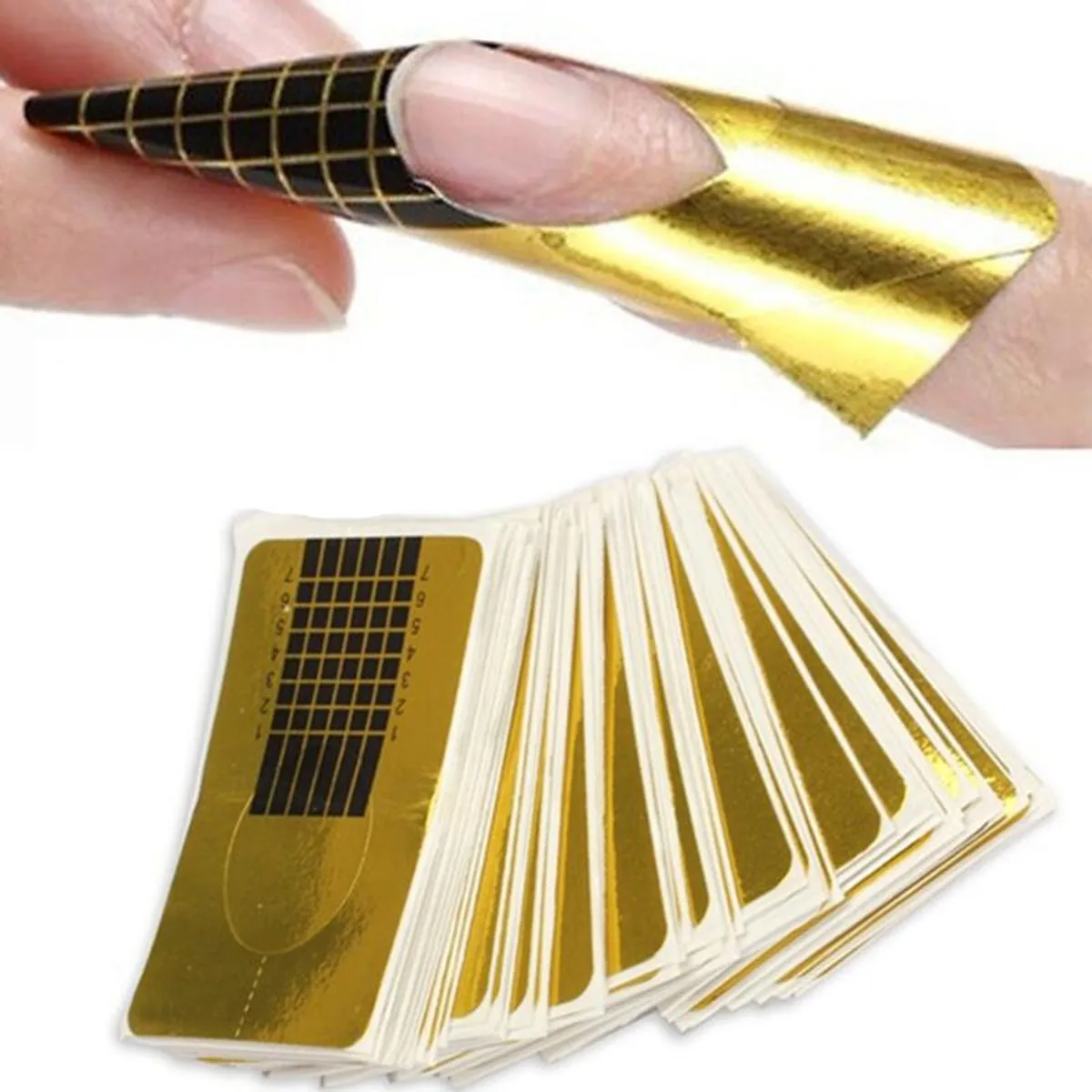 100pcs Golden Nail Art French Tips Sculpting Acrylic UV Gel Tips Extending Nail Tools Extension Forms Guide DIY Kit
100pcs Golden Nail Art French Tips Sculpting Acrylic UV Gel Tips Extending Nail Tools Extension Forms Guide DIY Kit