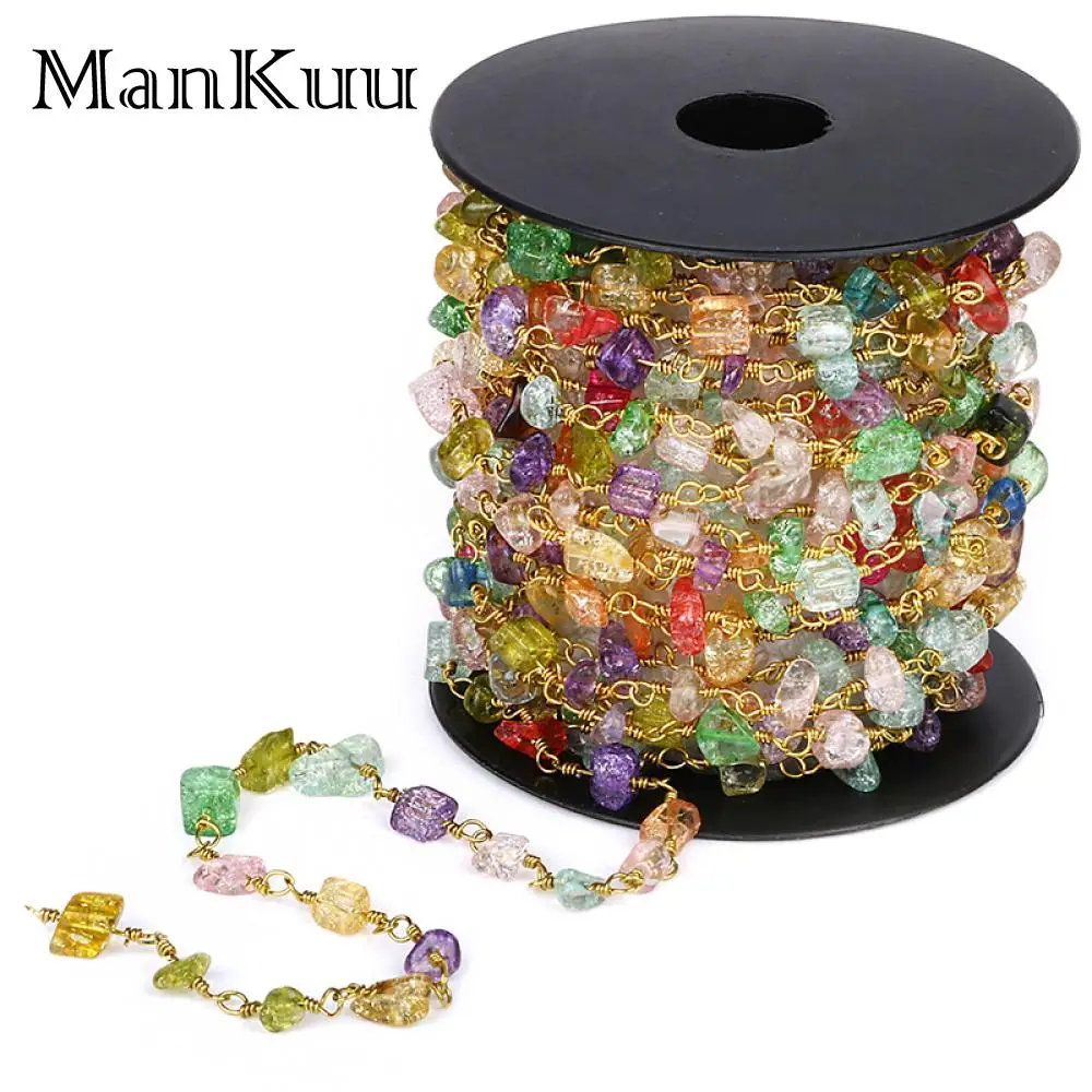 Mankuu Natural Rainbow Crystal Chips Stone Bead Chain Bohemian DIY Jewelry Making Gold Plating Wire Wrap Chain 5M/Lot Never Fade
Mankuu Natural Rainbow Crystal Chips Stone Bead Chain Bohemian DIY Jewelry Making Gold Plating Wire Wrap Chain 5M/Lot Never Fade