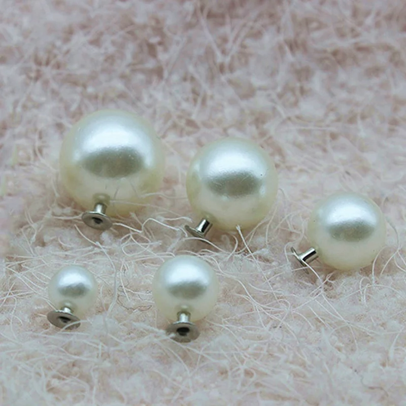 

30/40/60/80/100pcs DIY Leather Crafts Pearls Rivets Studs 6/8/10/12/14mm Silver and Ivory For Bag Shoes Clothes Decorations