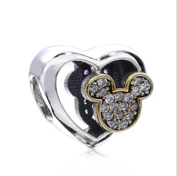 100% 925 Sterling Silver Love heart Charm beads With Double-sided Mickey pave CZ berloque Fits Pandora Bracelets DIY making
100% 925 Sterling Silver Love heart Charm beads With Double-sided Mickey pave CZ berloque Fits Pandora Bracelets DIY making