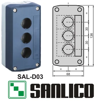 waterproof control box push button switch station IP65 SAL(LA68H XAL)-D03 three holes (not match the SB1 series buttons)
waterproof control box push button switch station IP65 SAL(LA68H XAL)-D03 three holes (not match the SB1 series buttons)