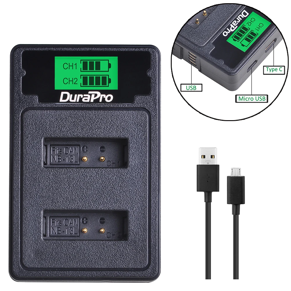 NB-13L NB 13L LCD Display USB Dual Charger with Type C + USB Cable for Canon PowerShot G5 X G5X G7 X G7X G7 X Mark II G9 X G9X
NB-13L NB 13L LCD Display USB Dual Charger with Type C + USB Cable for Canon PowerShot G5 X G5X G7 X G7X G7 X Mark II G9 X G9X