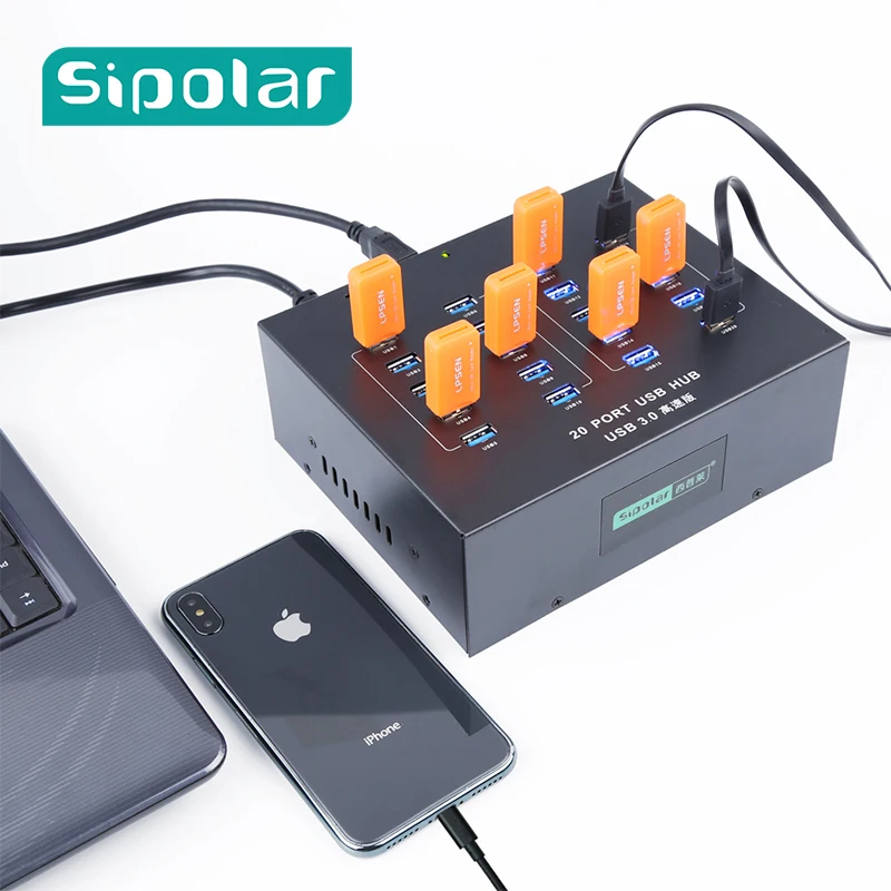 Sipolar Зарядное устройство USB 3 0 на 20 портов с источником питания 100 240 В для