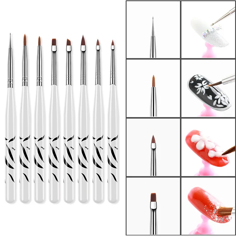 8Pcs UV Gel Brush Liner Painting Pen Acrylic Drawing Brush for Nails Gradient Rhinestone Handle Manicure Nail Art Tool
8Pcs UV Gel Brush Liner Painting Pen Acrylic Drawing Brush for Nails Gradient Rhinestone Handle Manicure Nail Art Tool
