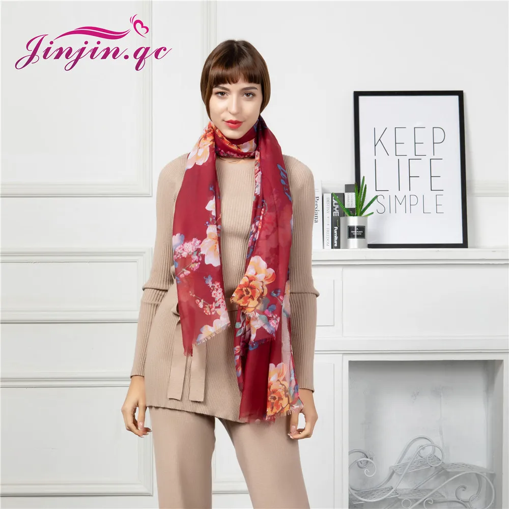 Jinjin.QC autumn femme silk scarf shawls and wraps scarves for women red flower blossoming printing long soft viscose wrap
Jinjin.QC autumn femme silk scarf shawls and wraps scarves for women red flower blossoming printing long soft viscose wrap